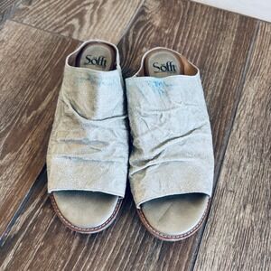 Sofft Womens Netta Leather Ruched Slide Sandals size 8‎